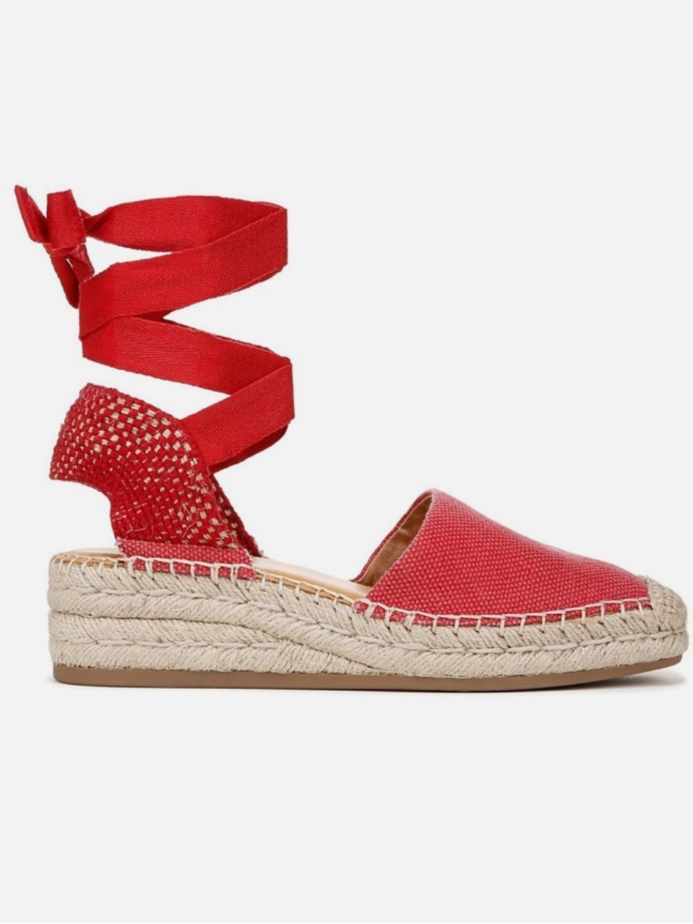 Red tie up espadrilles